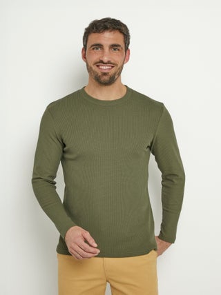T-shirt col rond maille texturée épaisse