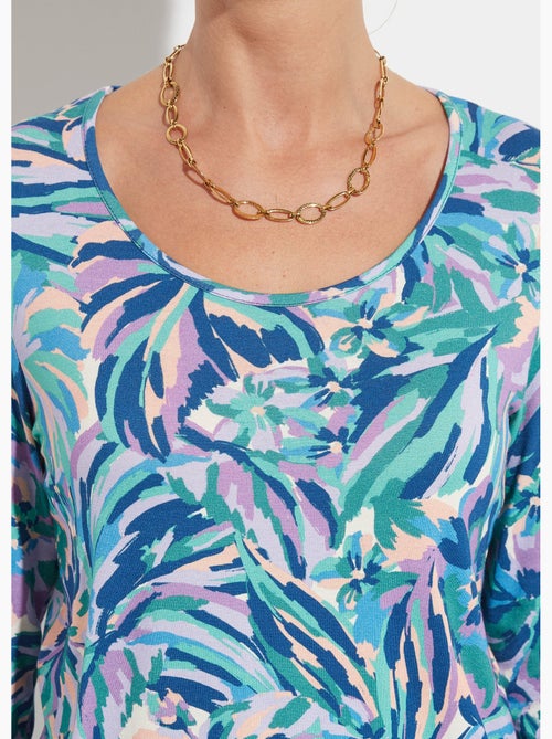 T-shirt col rond manches 3/4 imprimé - Kiabi