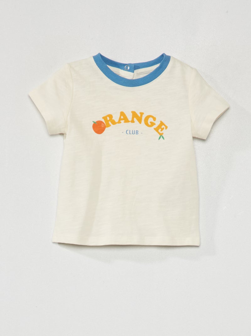 T-shirt col rond manches courtes Blanc - Kiabi