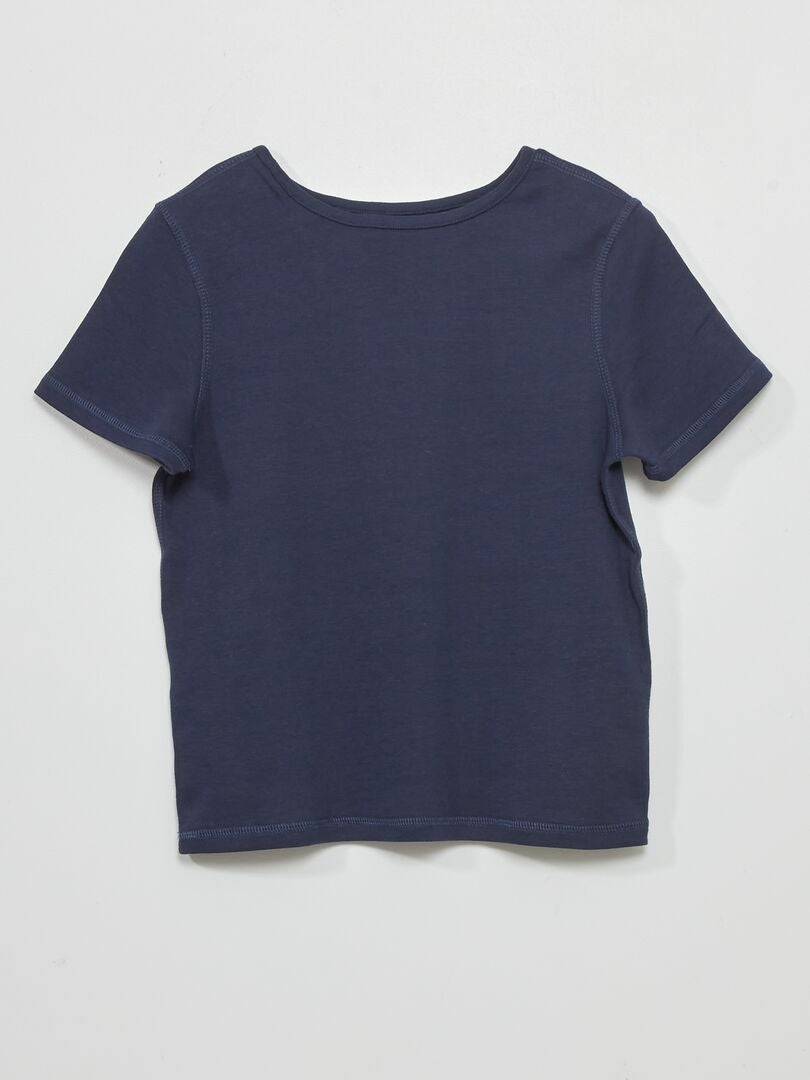T-shirt col rond manches courtes Bleu - Kiabi