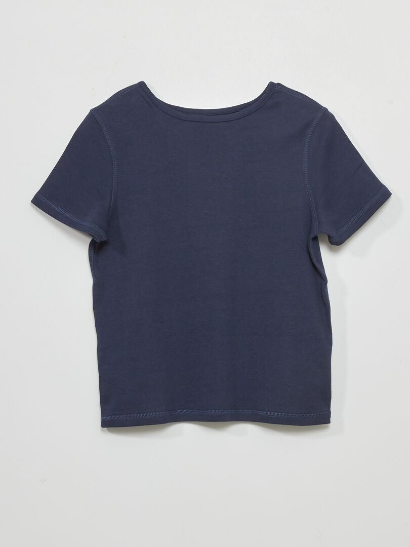 T-shirt col rond manches courtes Bleu - Kiabi