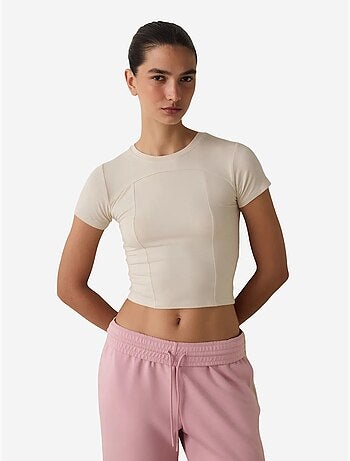 T-shirt col rond, manches courtes, coupe slim en modal penti