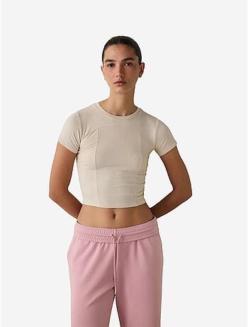 T-shirt col rond, manches courtes, coupe slim en modal penti