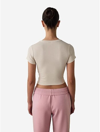 T-shirt col rond, manches courtes, coupe slim en modal penti