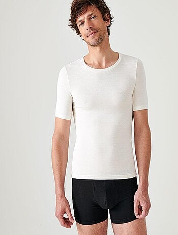 T-shirt col rond manches courtes fine côte Thermolactyl - Damart
