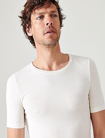 T-shirt col rond manches courtes fine côte Thermolactyl - Damart