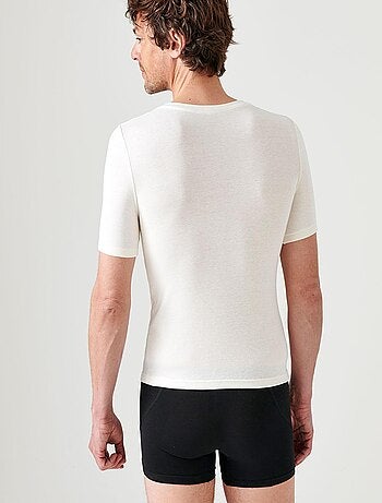 T-shirt col rond manches courtes fine côte Thermolactyl - Damart