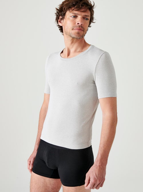 T-shirt col rond manches courtes fine côte Thermolactyl - Damart - Kiabi