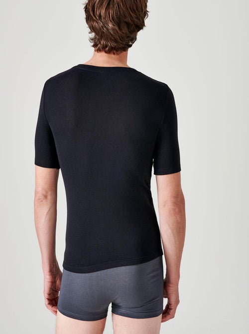 T-shirt col rond manches courtes fine côte Thermolactyl - Damart - Kiabi