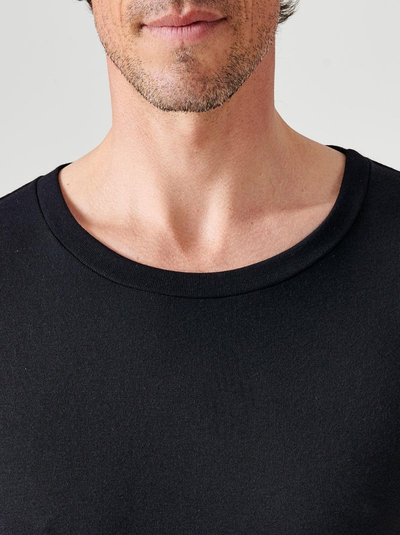 T-shirt col rond manches courtes fine côte Thermolactyl - Damart Noir - Kiabi