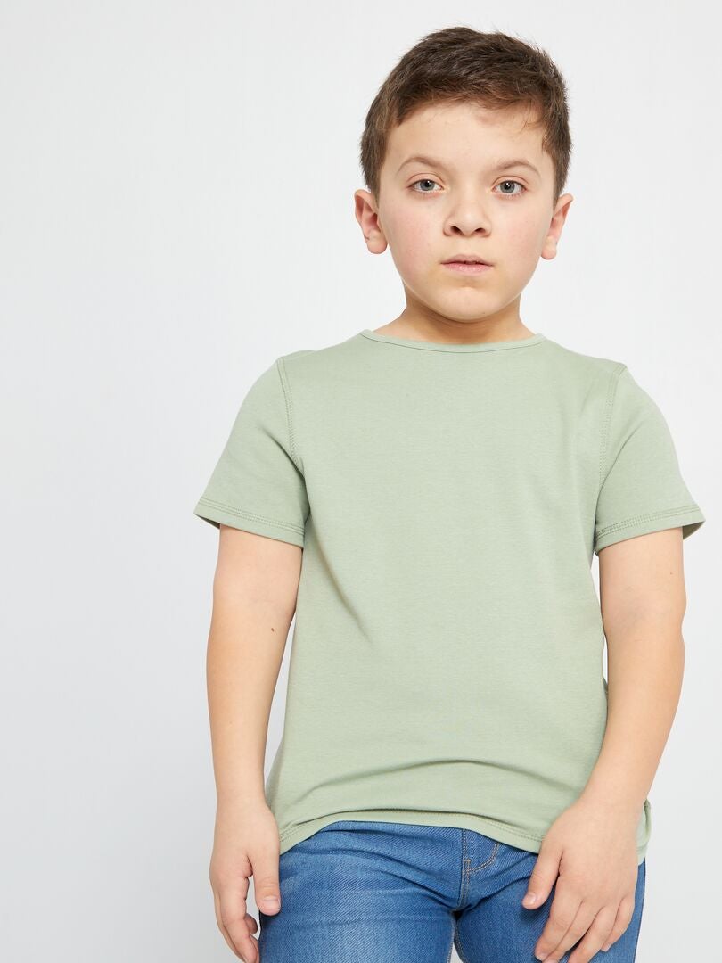 T-shirt col rond manches courtes Vert - Kiabi