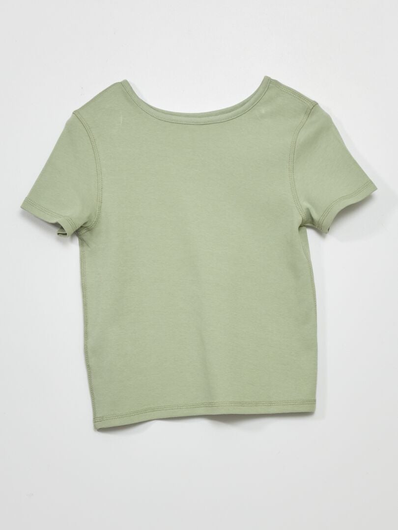 T-shirt col rond manches courtes Vert - Kiabi