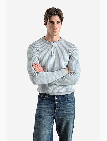 T-shirt col rond manches longues détails boutons ajusté giesto