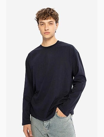 T-shirt col rond manches longues en coton giesto