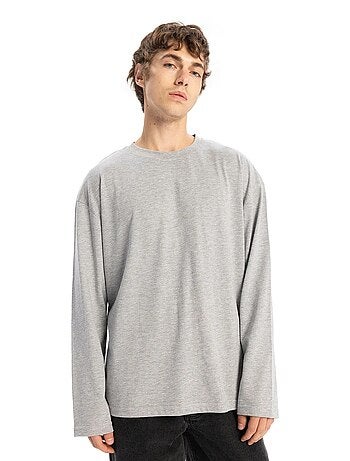 T-shirt col rond manches longues en coton giesto