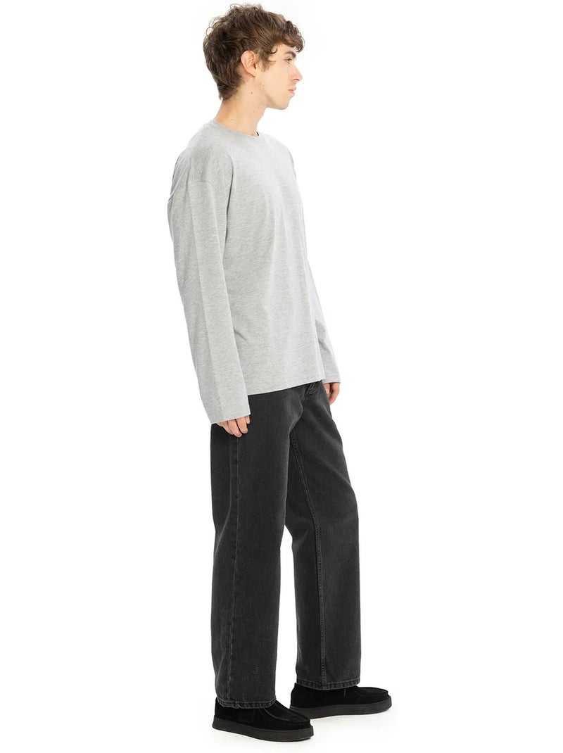 T-shirt col rond manches longues en coton giesto Gris - Kiabi
