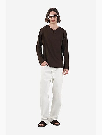 T-shirt col rond manches longues en coton giesto