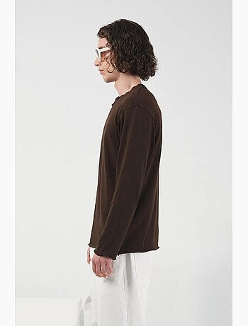 T-shirt col rond manches longues en coton giesto