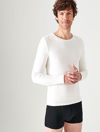 T-shirt col rond manches longues fine côte Thermolactyl Sensitive - Damart