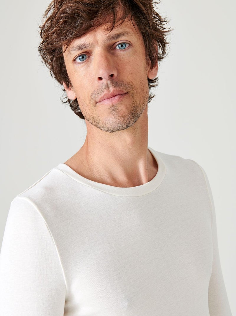 T-shirt col rond manches longues fine côte Thermolactyl Sensitive - Damart Blanc - Kiabi