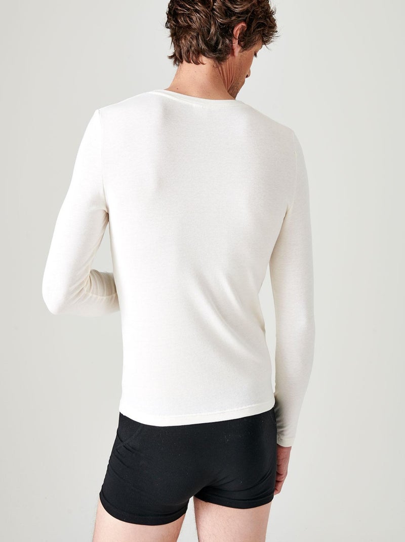 T-shirt col rond manches longues fine côte Thermolactyl Sensitive - Damart Blanc - Kiabi
