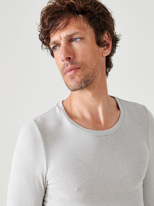 T-shirt col rond manches longues fine côte Thermolactyl Sensitive - Damart - Kiabi