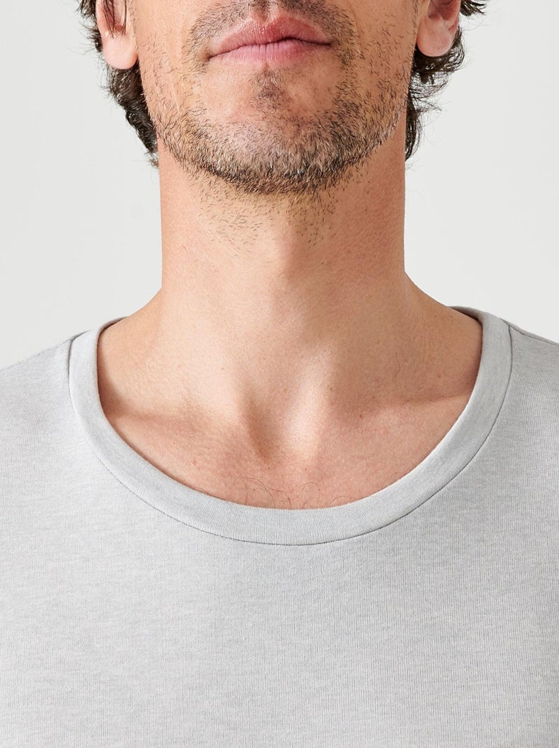 T-shirt col rond manches longues fine côte Thermolactyl Sensitive - Damart Gris chiné - Kiabi