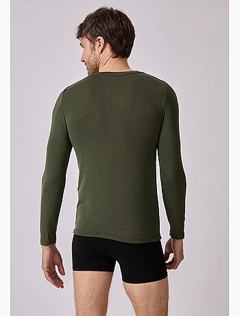 T-shirt col rond manches longues fine côte thermolactyl sensitive - damart