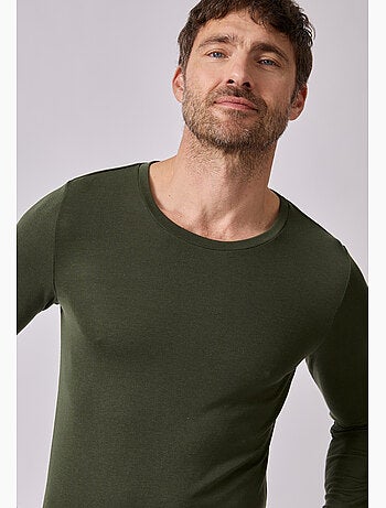 T-shirt col rond manches longues fine côte thermolactyl sensitive - damart