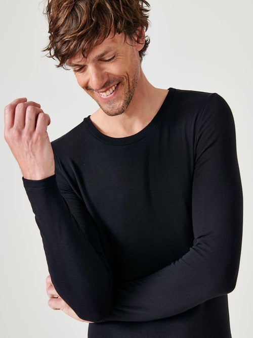 T-shirt col rond manches longues fine côte Thermolactyl Sensitive - Damart - Kiabi