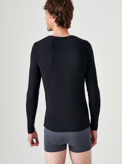 T-shirt col rond manches longues fine côte Thermolactyl Sensitive - Damart - Kiabi