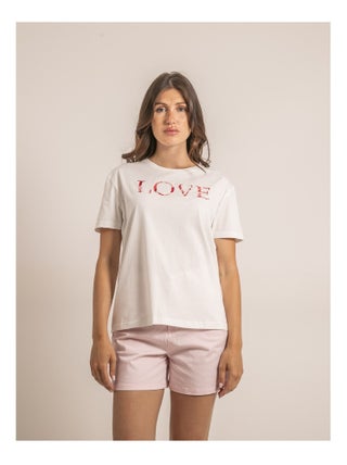 T-shirt col rond message FAKO