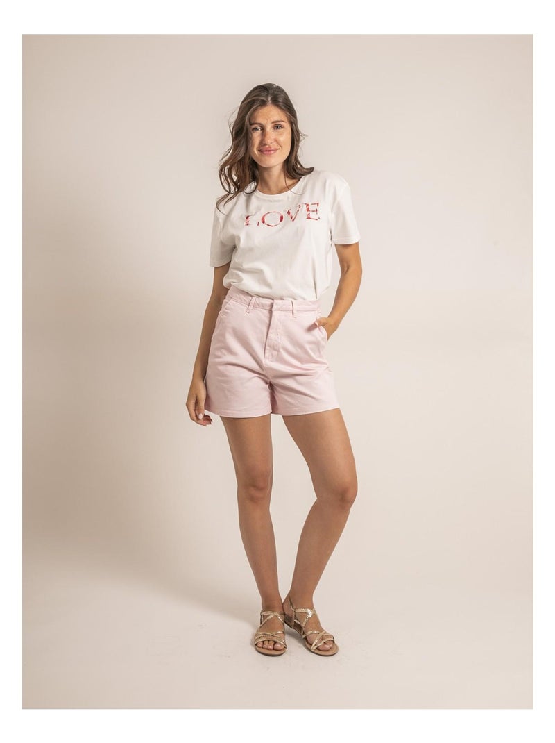 T-shirt col rond message FAKO Orange corail - Kiabi