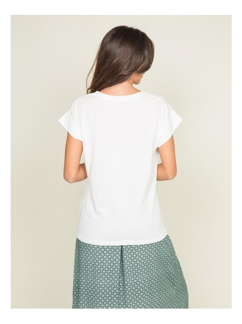 T-shirt col rond message FIBES Blanc - Kiabi