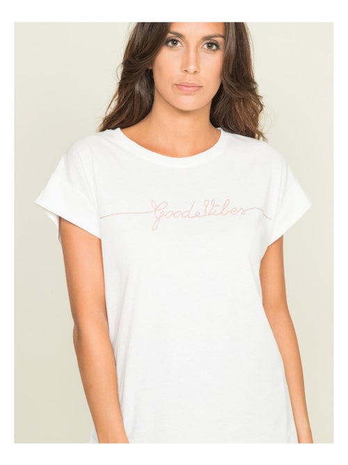 T-shirt col rond message FIBES - Kiabi