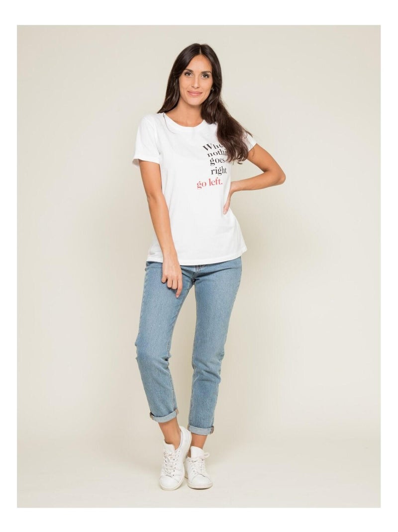 T-shirt col rond message FIBEXO Blanc - Kiabi