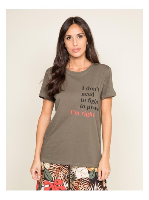 T-shirt col rond message FIBEXO - Kiabi