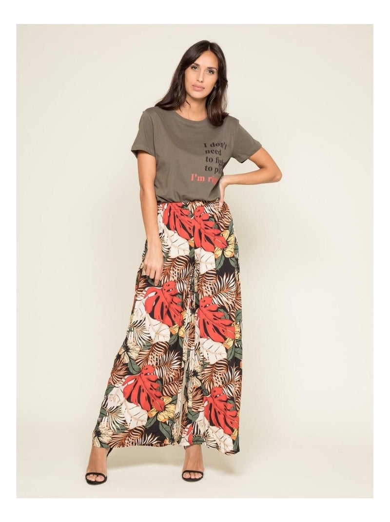 T-shirt col rond message FIBEXO Kaki - Kiabi