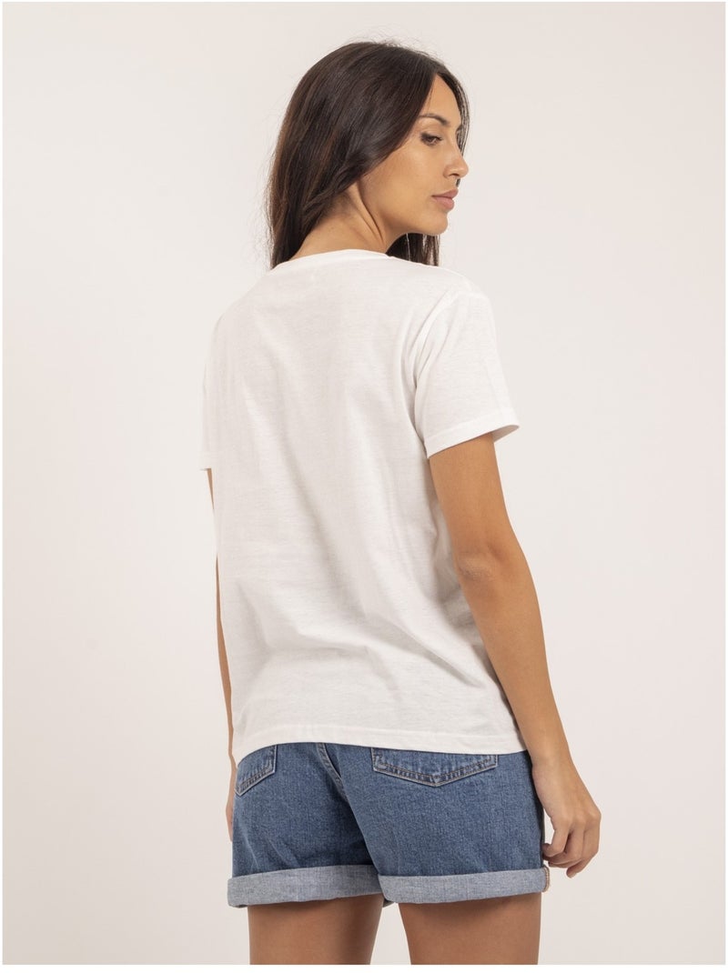 T-shirt col rond message FIGUIER Beige - Kiabi
