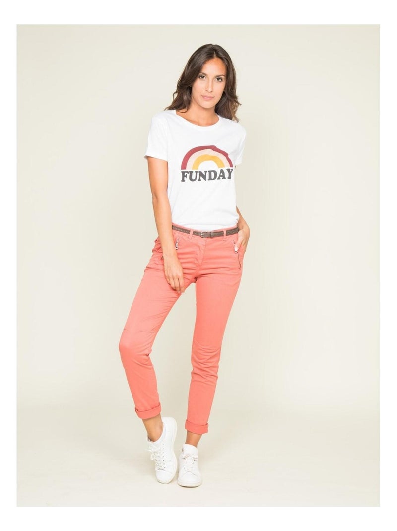 T-shirt col rond message FINA Blanc - Kiabi