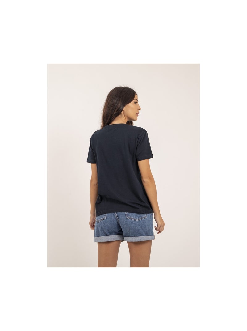 T-shirt col rond message FIORELLI Bleu marine - Kiabi