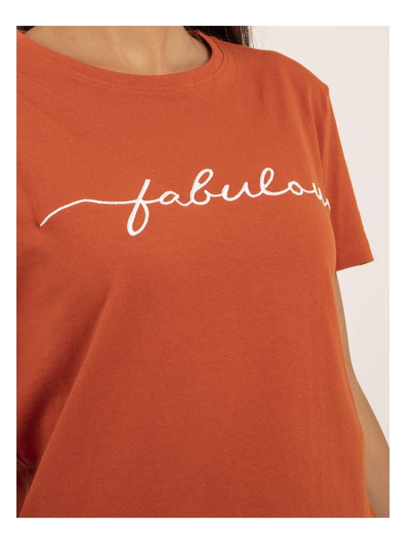 T-shirt col rond message FIORELLI Rouge brique - Kiabi