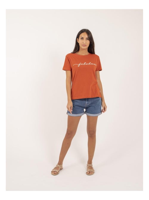 T-shirt col rond message FIORELLI - Kiabi