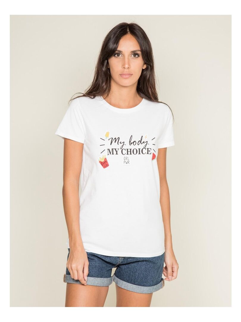 T-shirt col rond message FLETY Blanc - Kiabi