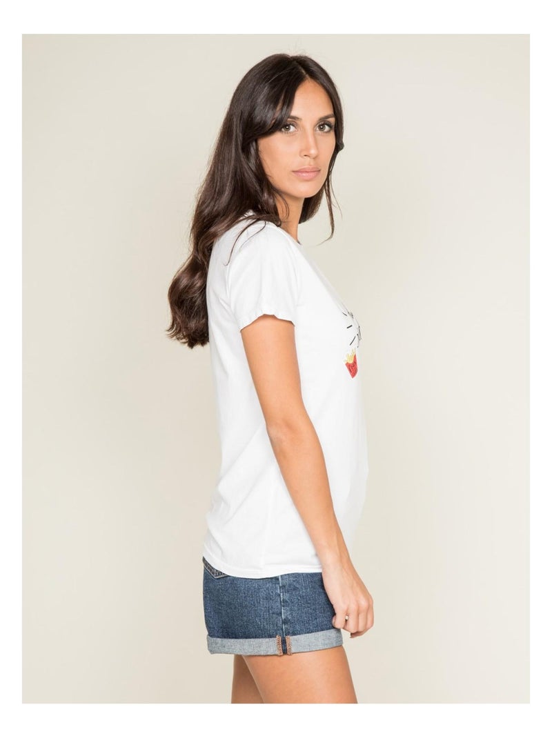 T-shirt col rond message FLETY Blanc - Kiabi