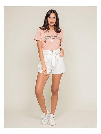 T-shirt col rond message FLETY
