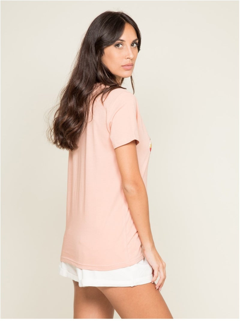 T-shirt col rond message FLETY Rose - Kiabi