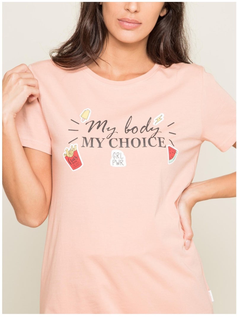T-shirt col rond message FLETY Rose - Kiabi