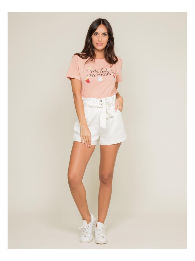 T-shirt col rond message FLETY Rose - Kiabi