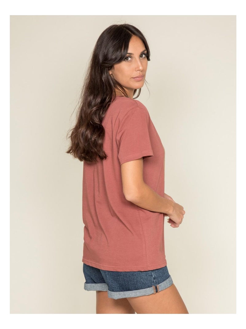 T-shirt col rond message FLIGNY Rouge brique - Kiabi